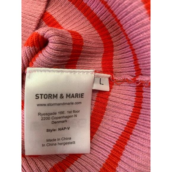 Storm & Marie Women's Large Pink Red Striped Knit Blouse - Picture 4 of 12